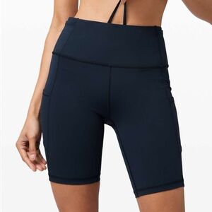 Lululemon fast and free short 8” true navy running biker shorts size 8
